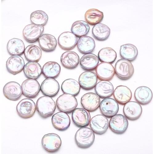 5pcs Natural Freshwater Cultured Plastic Nuclear Button Pearl Purple Beads Noble Jewelry DIY Decoration Accessories