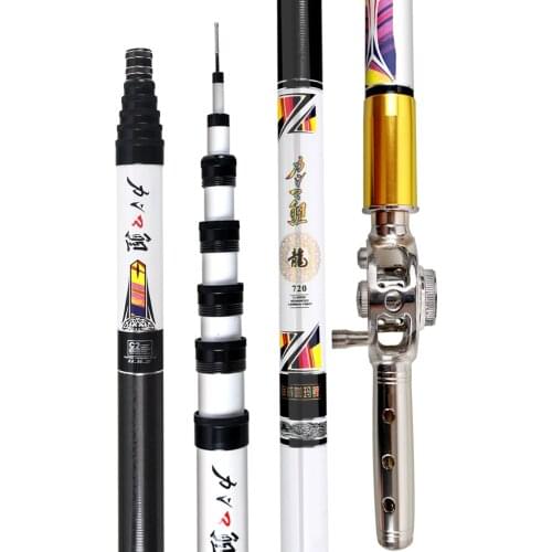 6H 19 5.4m/6.3m/7.2m hollow Fishing rod 3/4/5 positioning carbon taiwan fishing rod hand rod with reel option