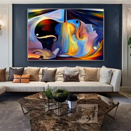 Abstract Modern Music Woman Man Colorful Large Posters And Prints Wall Art Pictures Canvas Poster Home Decoration Painting