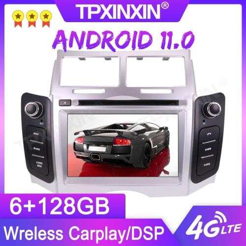 Android 11.0 6+128G For Toyota Yaris 2005-2011 GPS Car Multimedia Player Headunit Audio Radio Navigtion Tape Recorder