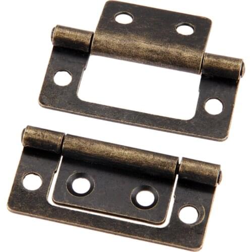2Pcs 50x24mm Antique Furniture Hinges Cabinet Drawer Door Butt Hinge Decorative Cupboard Hinges For Jewelry Wood Box with Screws