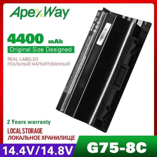 ApexWay 4400mAh 14.4V Laptop Battery for Asus G75 G75VW G75V3D G75V G75VX G75VM3D G75VM G753D G75VW3D 8 Cell