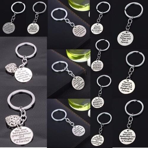 Family Member Gifts Love Between Mother Father Son Daughter Keychain Keyring Granddad Nanny Key Chains Jewelry Women Men Keyfob