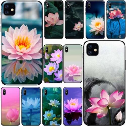 Lotus flower art pattern Phone Case for iPhone 11 12 pro XS MAX 8 7 6 6S Plus X 5S SE 2020 XR Luxury brand shell funda coque