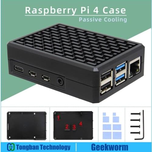 Raspberry Pi 4 Aluminum Alloy Case/Housing, Raspberry Pi 4B Passive Cooling Shell, Metal Enclosure for Raspberry Pi 4 Model B