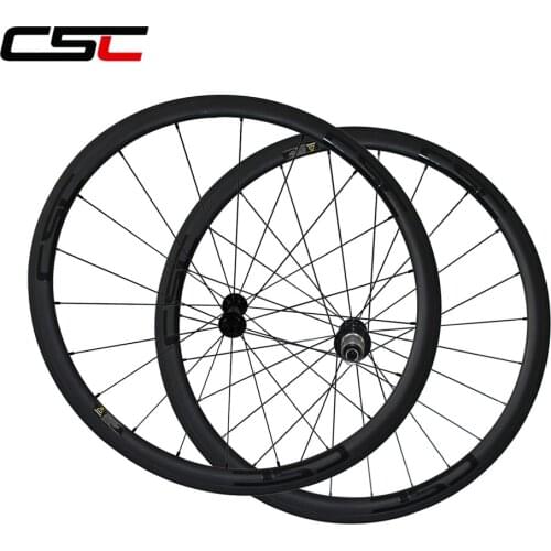CSC only 1420g carbon 38mm clincher Bicycle Racing wheels 23mm width with Powerway R13 hub