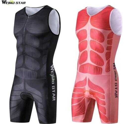 Outdoor Muscle Cycling Jersey Men Black One Piece Compressed Ciclismo Professional Breathable Triathlon Clothes Sportswear Sets