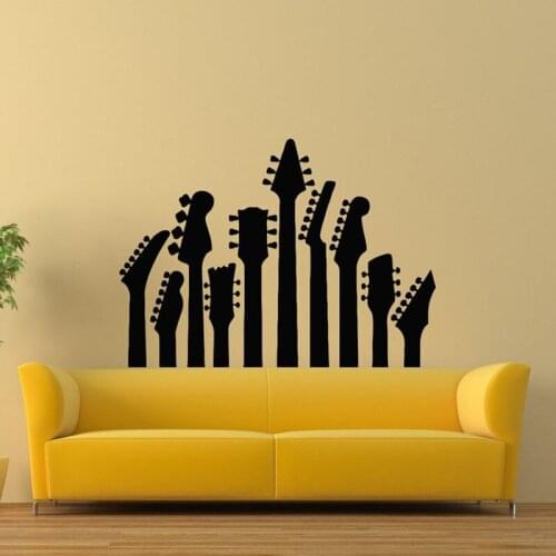 Guitar Decal, Music Vinyl Sticker, Musical Instrument Decal, Guitar Vinyl Sticker For Bedroom Dorm Recording Studio A4-026