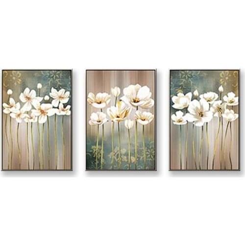 Beautiful picture orchids flowers for wall decoration Pure Hand drawn acrylic oil paintings 3 pieces for living room bedroom