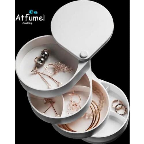 Creative Large-capacity 4 Layer Jewelry Display Rack Rotating Earring Studs Diamond Jewelry Storage Box Beads Ring Jewelry Box