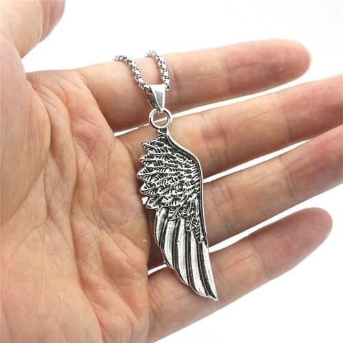 Cool Boy Mens Vintage Silver Angle Wing Pendants Charms Necklace Fashion Jewelry XL82