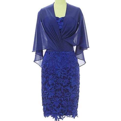 Lace Short Mother of The Bride Dress Half Sleeves Knee-Length Wedding Party Gowns Sheath Beaded Mother Dresses for Wedding