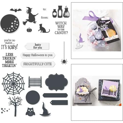 Halloween Witch Metal Cutting Die And Stamps Stencils Scrapbooking Embossing DIY Crafts Paper Cards Album Decor Metal Dies Cut