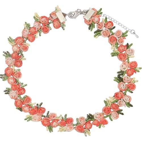 Sweet red Flowers Lace Necklace Choker for Women Girls Good Quality Embroidery Fashion Romantic Design Accessory