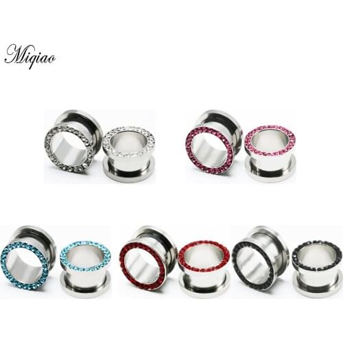 Miqiao 2pc 3mm-14mm Human Body Piercing Jewelry Stainless Steel Outer Teeth Pulley Ear Expander Ear Bar Auricle