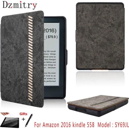 Soft TPU Protective Shell For 2016 Kindle 558 eReader Model : Kindle 8th SY69JL Ebook Cover Auto Wake/Sleep Case+Film+Pen
