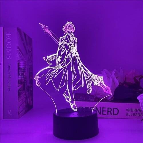 Manga Genshin Impact 3D Night Light Anime Lamp Indoor LED Atmosphere Bedside Desktop Nightlight For Home Room Decor Kids Gift