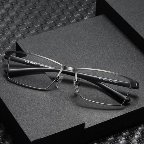 Reven Jate Half Rim Alloy Front Rim Flexible Plastic TR-90 Temple Legs Optical Eyeglasses Frame for Men and Women Eyewear 8011