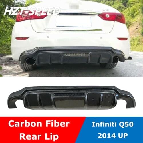 Q50 Racing Type Carbon Fiber Single Out Rear Bumper Spoiler Diffuser Lip For Infiniti Q50 Car Body Kit 2014 UP