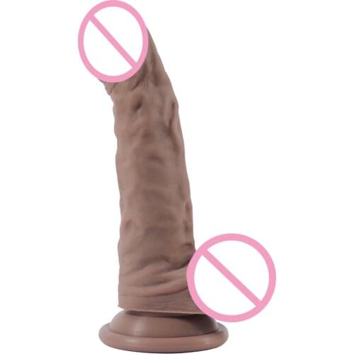 Real Realistic Dildos with Sucker Soft Ribbed Waterproof Penis for Women, Cyberskin Artificial Dick, Sex Products for Adult