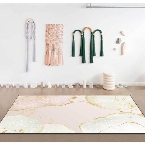 Pink Carpet Abstract Simple Girl Bedroom Rug Luxury Gold Fluffy Plush Living Room Mat Custom Non-Slip Bathroom Floor Home Decor