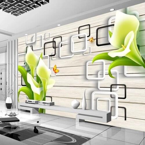 Custom 3D Photo Self Adhesive Wallpaper Painting Modern 3D Lily Flower Stereo Embossed Living Room TV Background Decor Murals