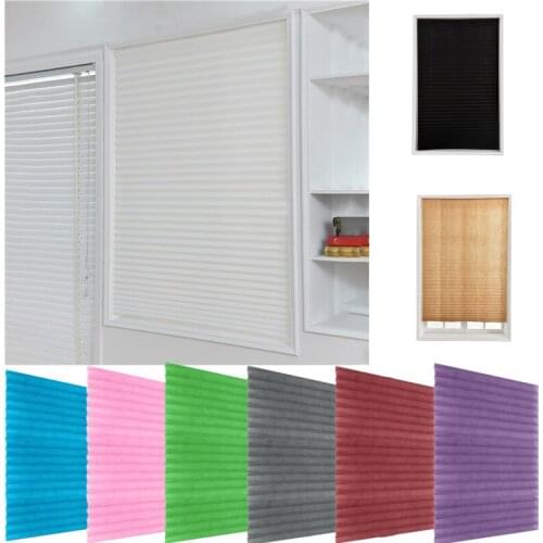 Self-Adhesive Pleated Blinds Half Blackout Windows Curtains For Kitchen Bathroom Balcony Shades For Coffee/Office Window