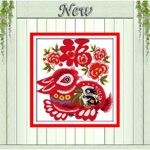 Lucky rabbit mascot decor paintings counted printed on canvas DMC 14CT 11CT Chinese Cross Stitch Needlework Sets Embroidery kits