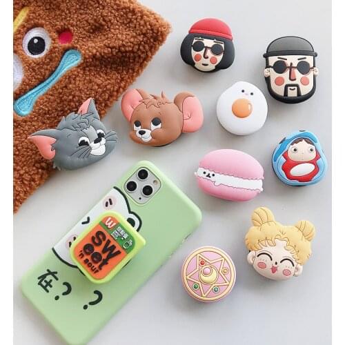 Cute Cartoon Phone Stand попсокет Stand stretch grip phone Holder Finger Airbag Gasbag fold Stand Bracket Mount for iphone 11pro
