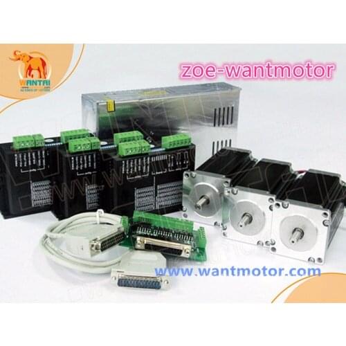 USA is free shipping!CNC Wantai 3 Axis Nema 23 Stepper Motor Dual Shaft 57BYGH115-003B +Driver DQ542MA 50V 4.2A 128Micro
