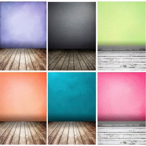 Old Vintage Gradient Solid Color Photography Backdrops Props Brick Wall Wooden Floor Baby Portrait Photo Backgrounds 210125MB-03