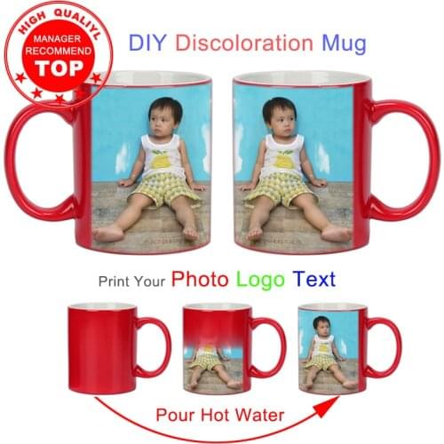 Heat Sensitive Magic Red Mug Custom Photo Ceramic Mugs Personalized Color Changing Coffee Milk Cup Gift Print Pictures