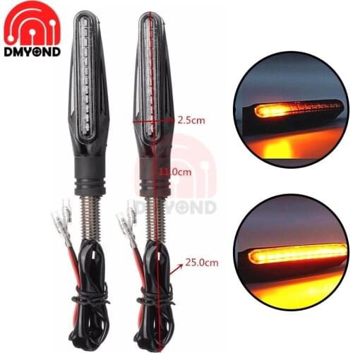 Motorcycle Turn Signal Light LED Tail Flasher Water Flowing Blinker Turn Signal Black Shell Amber Yellow Light for Honda Kawasak