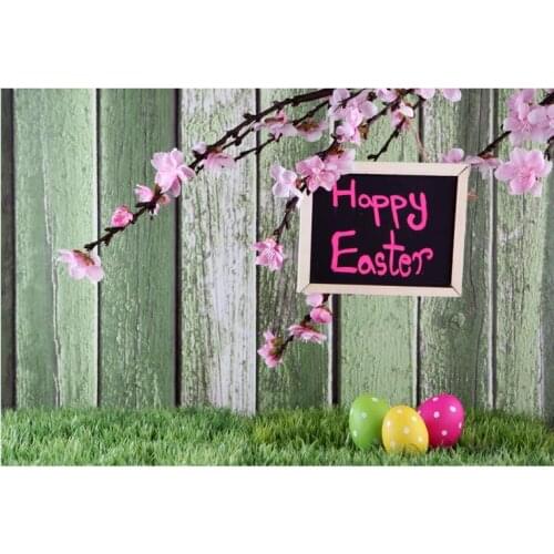 Photographic Background Wood Wall Flower Pink Easter Eggs Newborn Vinyl Backdrops Lovely Children Custom Photo for Studio Wood
