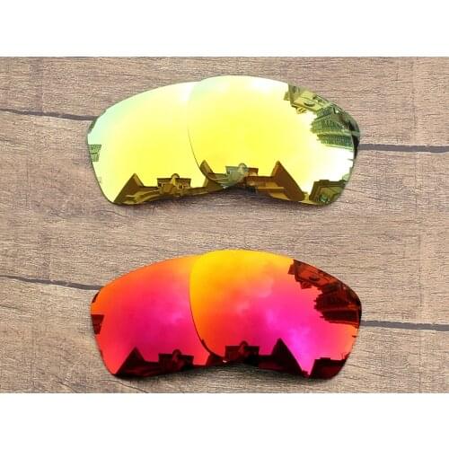 Vonxyz 2 Pairs Ruby Mirror & 24K Mirror Polycarbonate Replacement Lenses for-Oakley Scalpel Frame