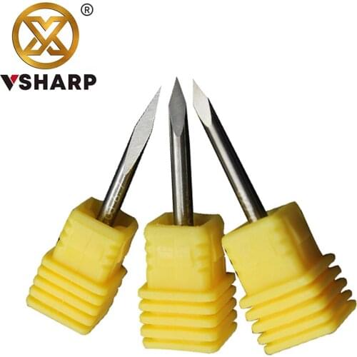 Vsharp 3.175mm Shank CNC Engraving Tool End Mill Wood Jade Emboss Metal Carving Carbide Triangular Milling Cutter For Aluminium