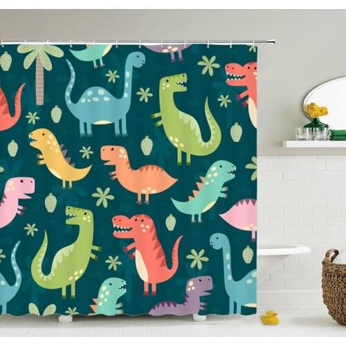 Cartoon dinosaur shower curtain Bath Screen kids bathroom curtains waterproof Polyester Home Decoration With Hooks