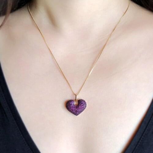 High Quality Zircon Lovely Heart Shape Pendant Necklace For Women Gold Silver Color Chain Charms boho Party Trendy Jewelry 2020