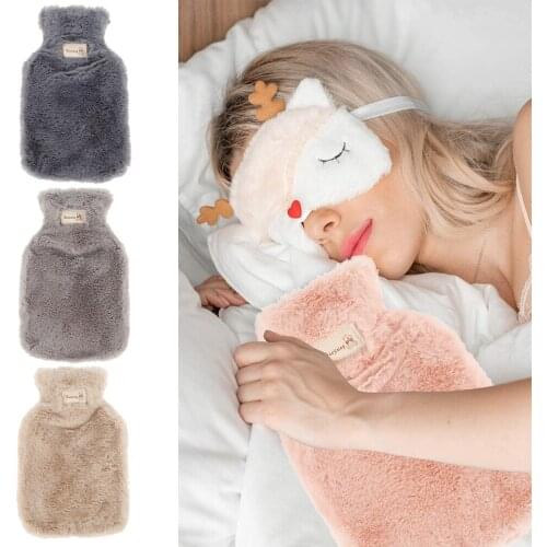 Winter Warm Heat Reusable Hand Warmer Cute PVC Stress Pain Relief Therapy Hot Water Bottle Bag with Knitted Soft Cozy Cover