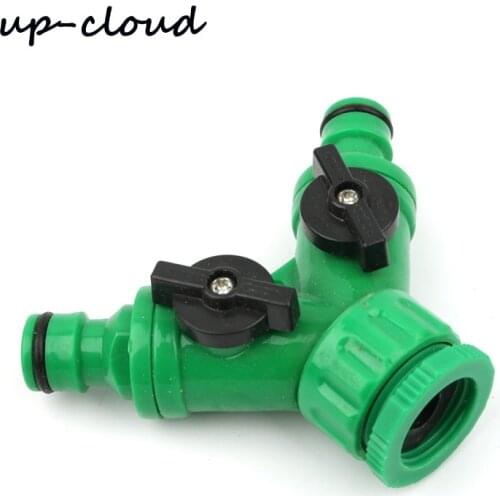 1pc UP-CLOUD 1/2" 3/4" Quick Connector 3 Way Ball Valve Tap Adapter Garden Irrigation Watering Water Gun Drip Tape Pipe Joint