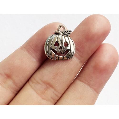 10pcs 18x16mm Halloween Skeleton Pumpkin Head Charm Pendant Fit Handmade Necklace Accessories Tibetan Silver Color Jewelry