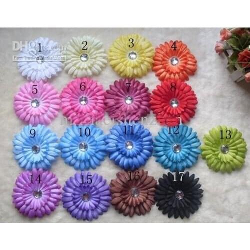 2000pcs 4 Inch Baby Crystal Flower Hair Bow Clip 4'' Girl Gerbera Flowers 4Inch Hair Clips