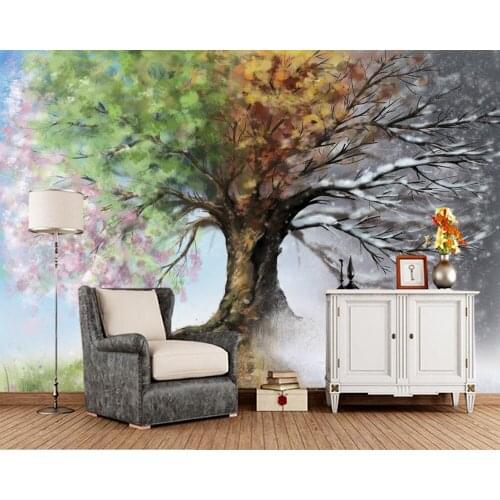 Custom papel de parede 3d, creative four season tree mural for living room bedroom sofa background decoration wallpaper