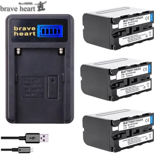 3x 7.2v 7200mAH NP-F970 NP-F960 NP F960 F970 Camera Battery + Charger for Sony F930 F950 F770 F570 F970 CCD-RV100