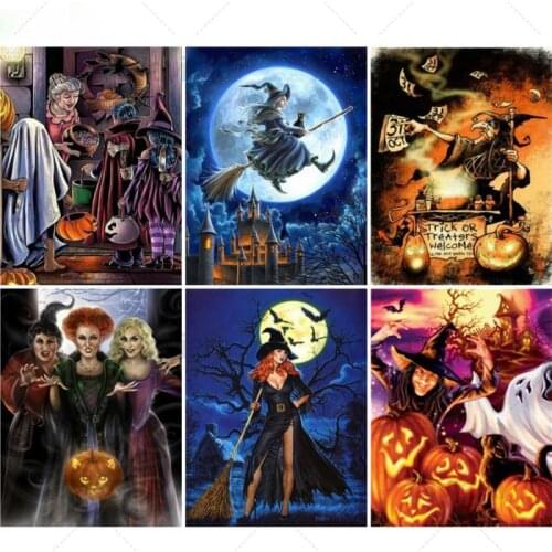 5D Diamond Painting Witch Comic Woman Full Diamond Embroidery Halloween Pictures Of Rhinestones Mosaic Home Decor Holiday Gift