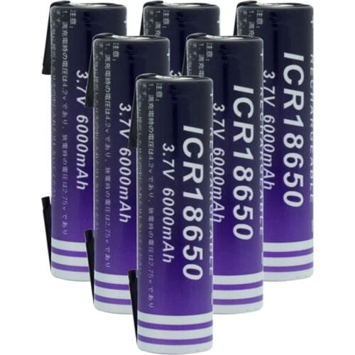 6/8/10 Pieces 3.7 V Flat 18650 6000mAh Power Bank Microphone Radio Gamepad Replacement Batteries 18650 Li-ion Lithium Battery
