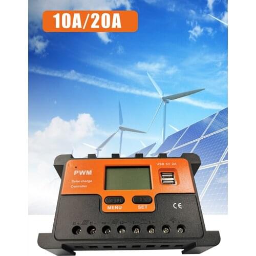 10A/20A Auto Solar Charge Controller LCD Dual USB Solar Panel RegulatorVoltage Charger Power Generation Solar Controller 12/24V