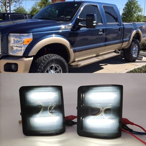 Car Flashing 1Set For Ford F250 F350 F450 F550 2008-2016 LED Car Light Smoked Lens Amber LED Side Mirror Marker Lamps