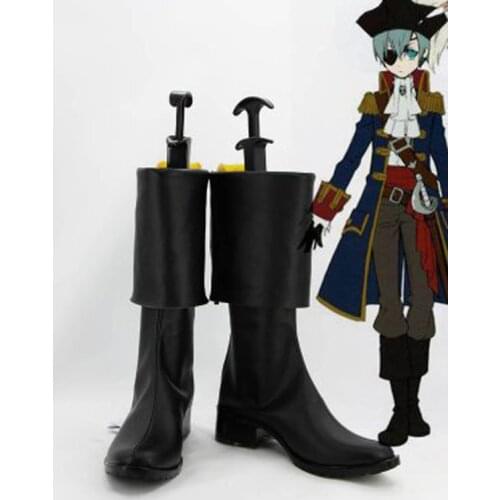 Black Butler Ciel Phantomhive Black Cosplay Boots Shoes Anime Party Cosplay Show Boots Custom Made for Adult Men Shoes