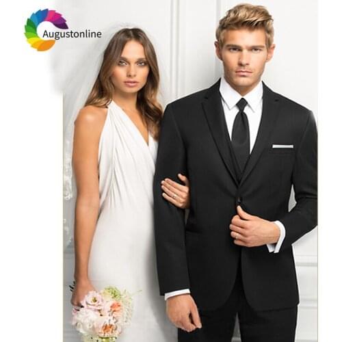 Black Men Suits For Wedding Bridegroom Groomsmen Groom Tuxedo Slim Fit Formal Best Man Prom Blazer Costume Jacket+Pants+Vest